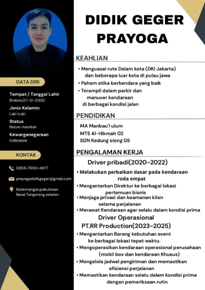 Serius cari pekerjaan driver