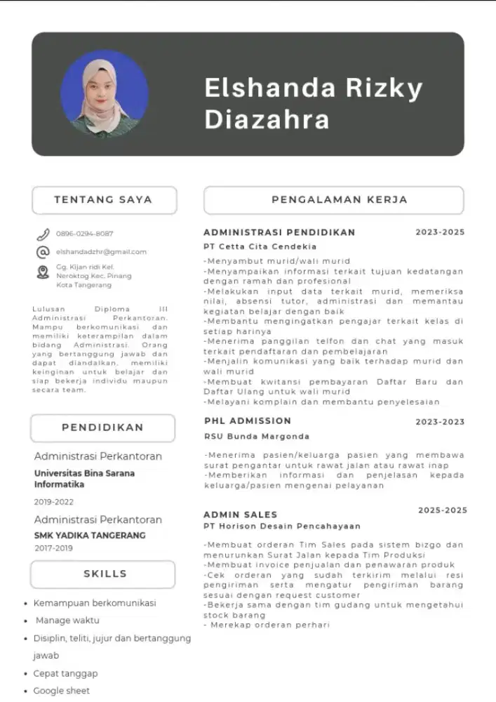 Siap kerja di area Kota Tangerang - Administrasi, kasir dll