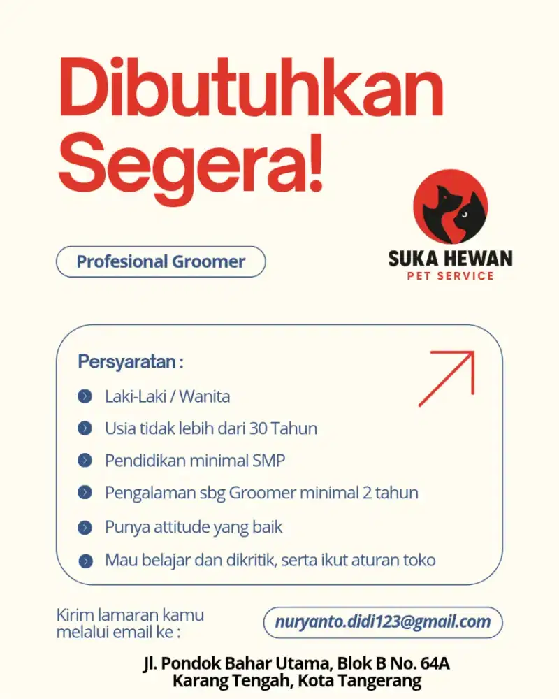 Butuh Groomer Segera