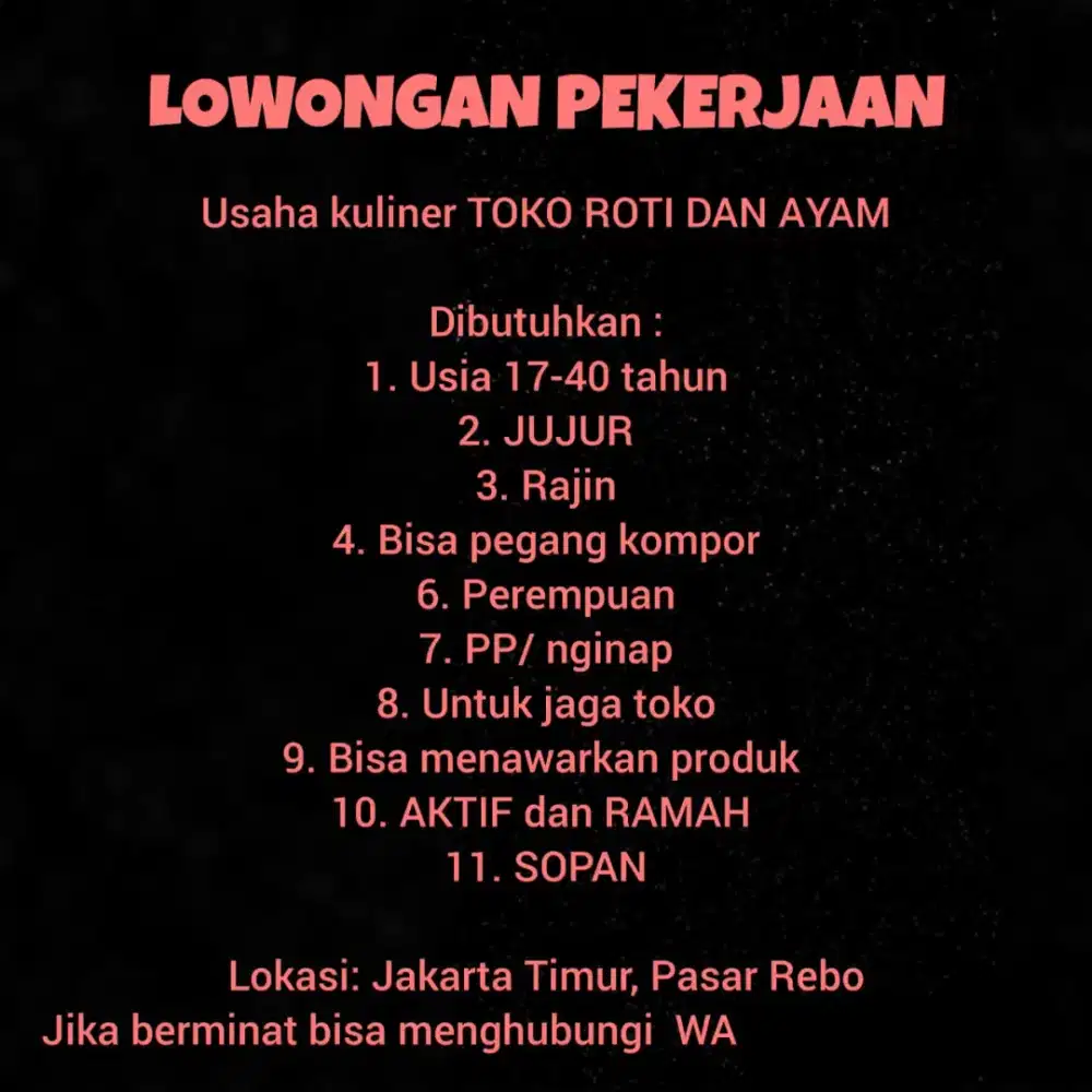 LOWONGAN PEKERJAAN