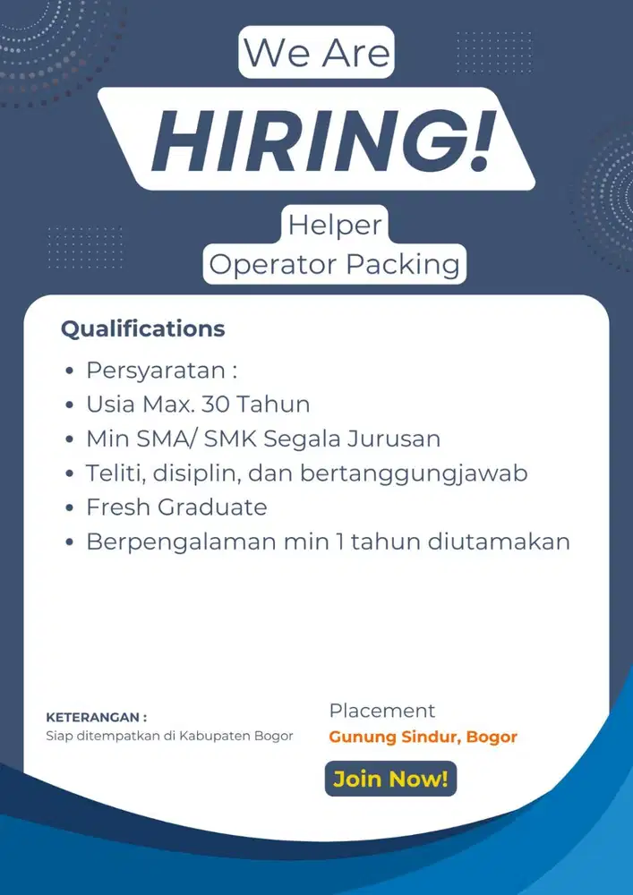 Helper Operator Produksi