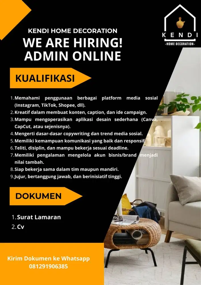 LOWONGAN ADMIN ONLINE SBY PUSAT