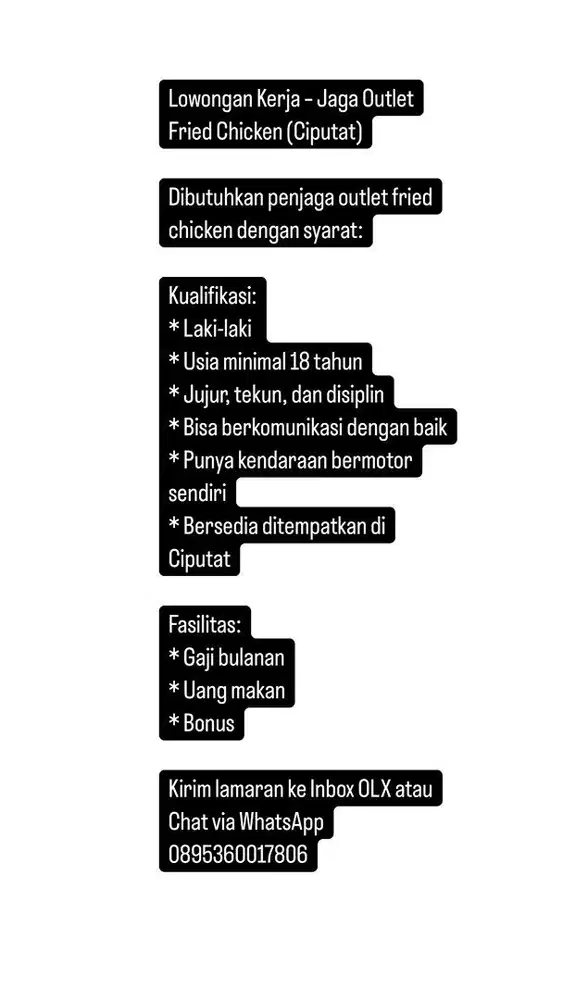 DICARI PENJAGA OUTLET FRIED CHICKEN