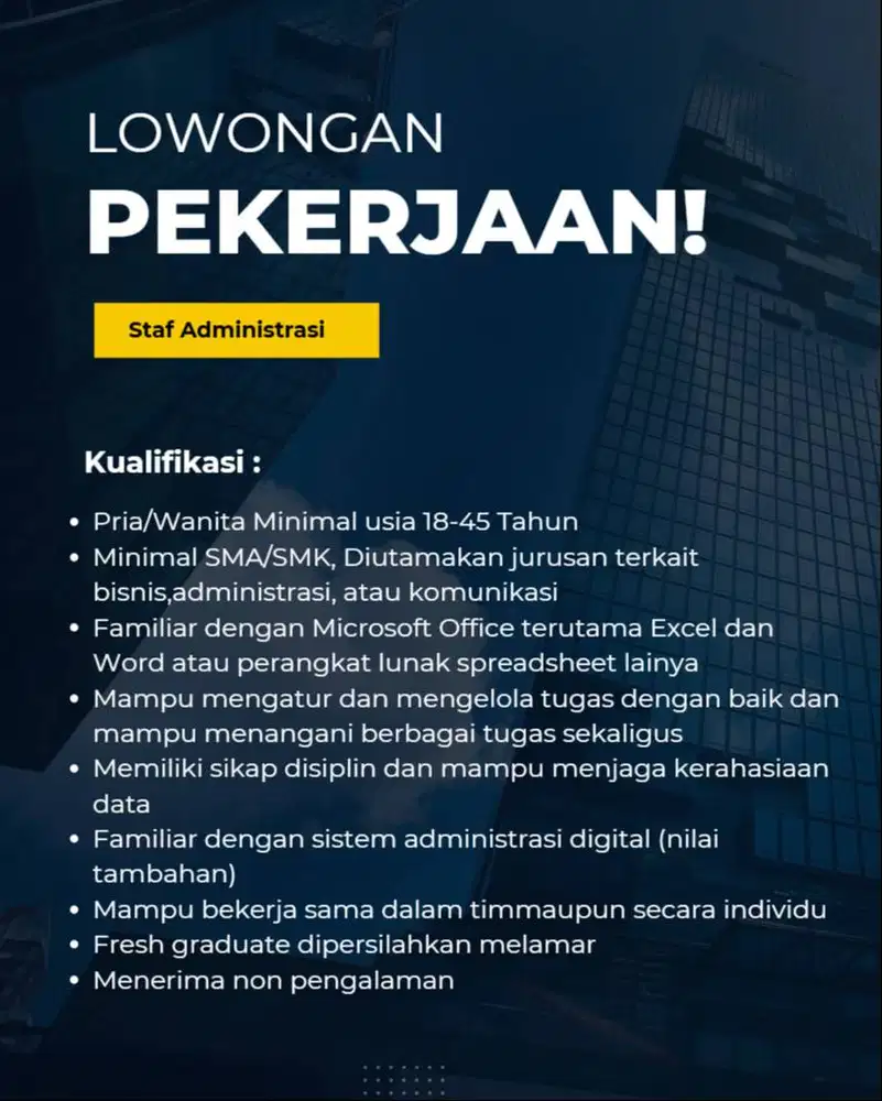 DI BUTUHKAN SEGERA