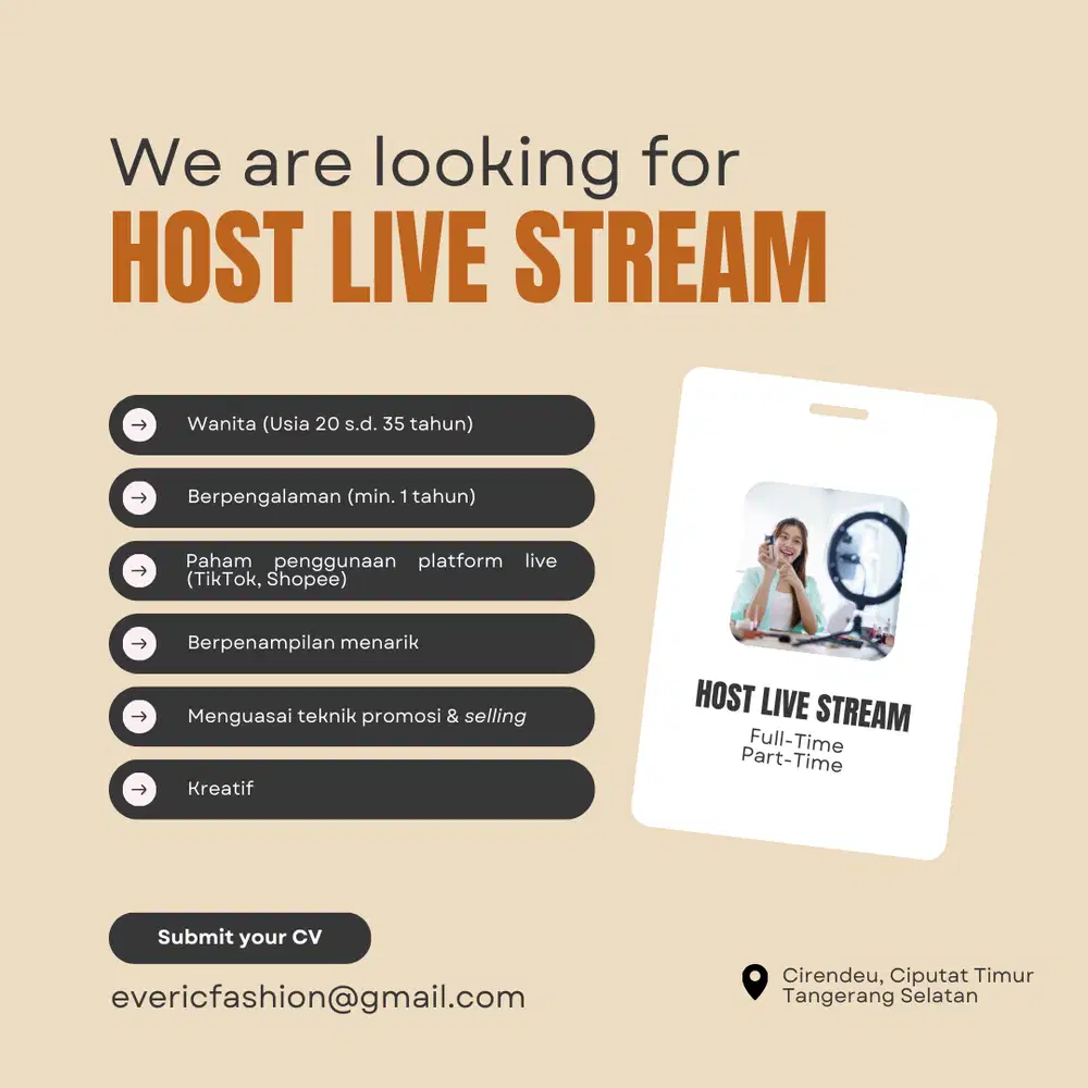 INFO LOKER HOST LIVE