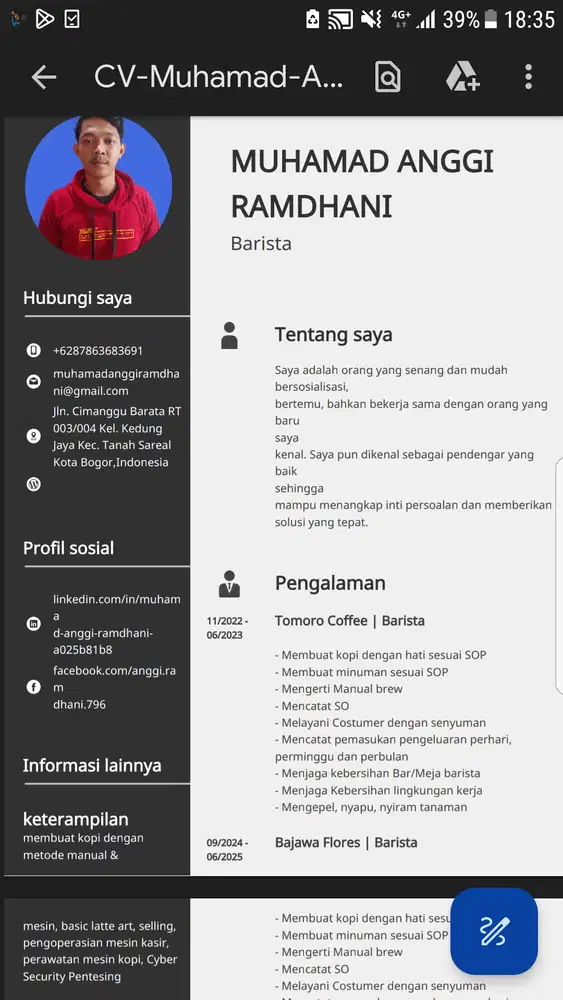 Info lowongan kerjaan barista