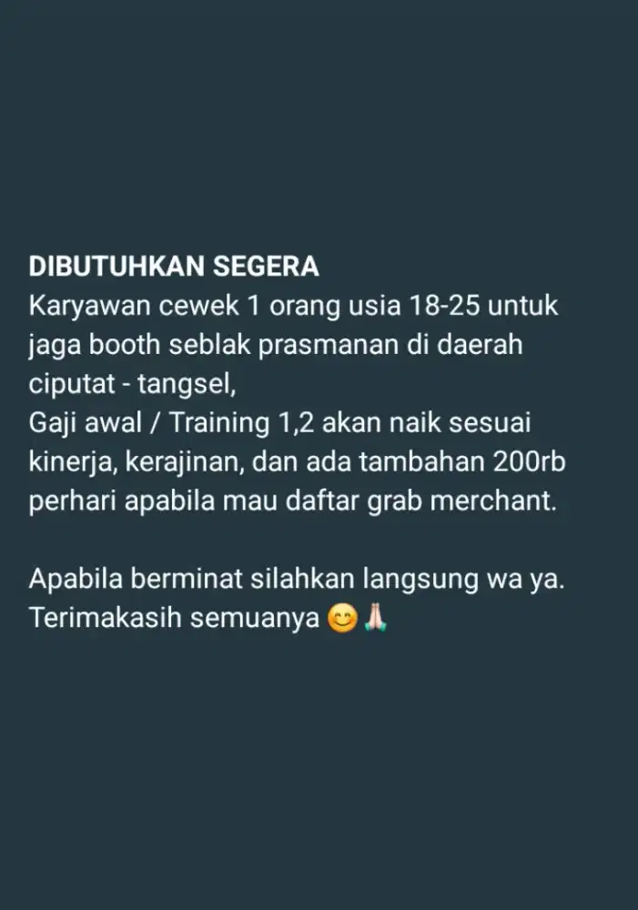 Lowongan seblak prasmanan.