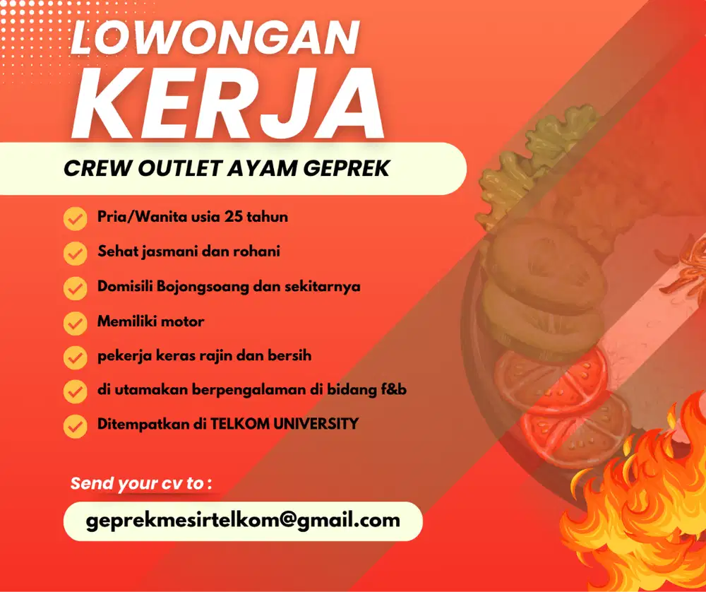 DIcari Crew Outlet Loyal Geprek mesir telkom