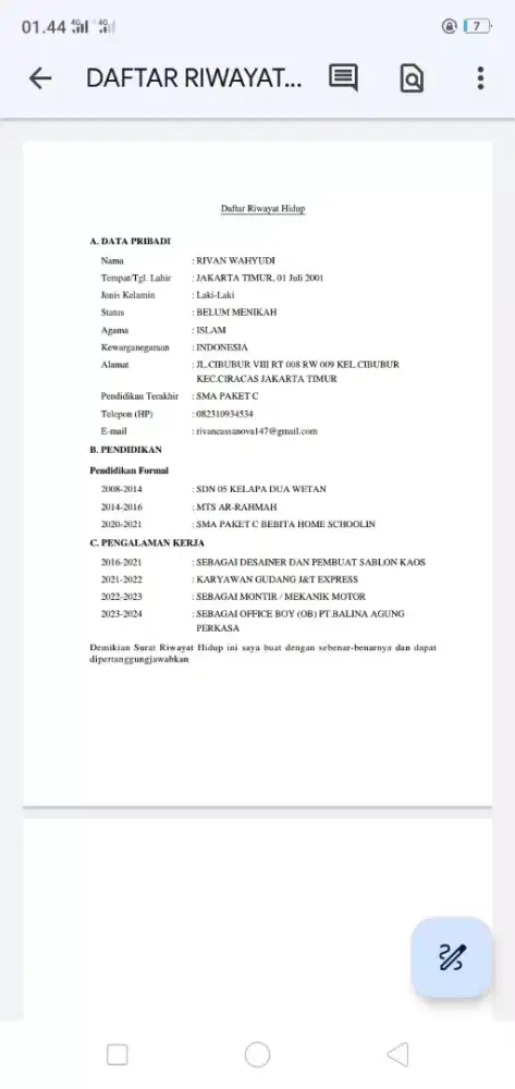loker Pengalaman ada   kali aja  ada di 
bengkel  lokasi Cibubur