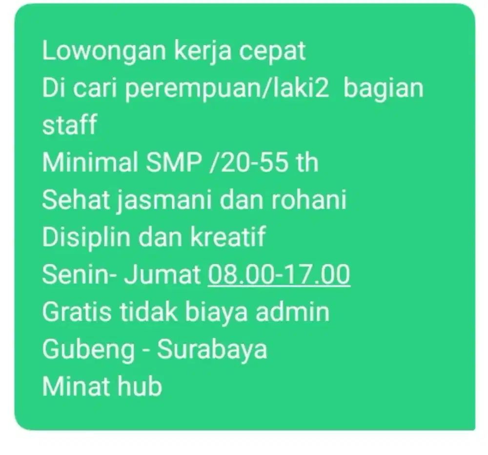 Lowongan kerja cepat