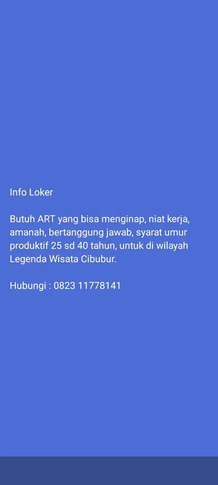 Butuh ART (menginap)