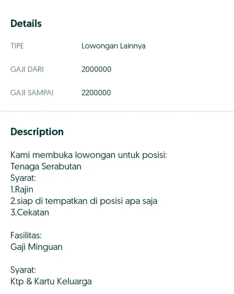 1.Driver Pengiriman & Tenaga Pria serabutan