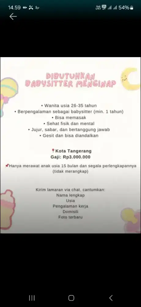 Lowongan baby sitter