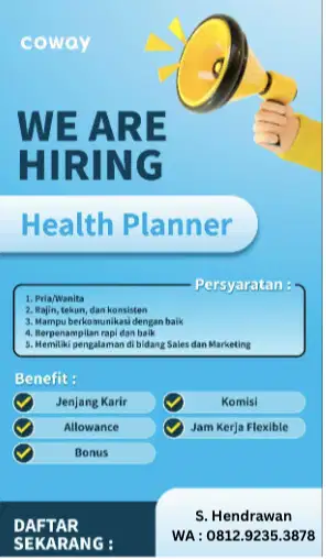 Lowongan Health Planner Coway ; Buat yang mau punya penghasilan besar