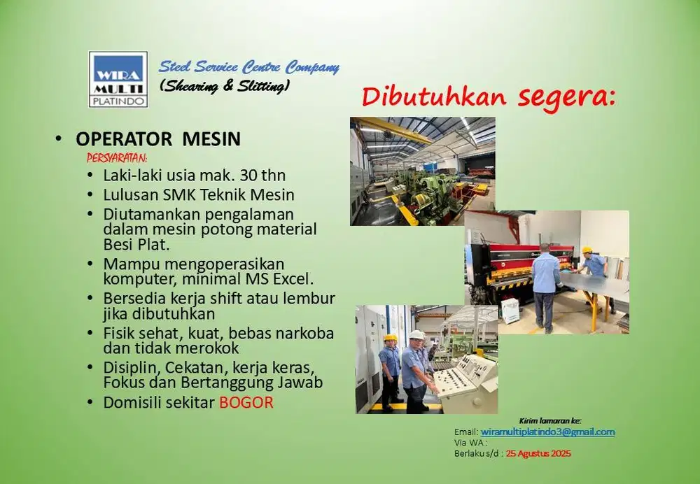 OPERATOR MESIN PRODUKSI