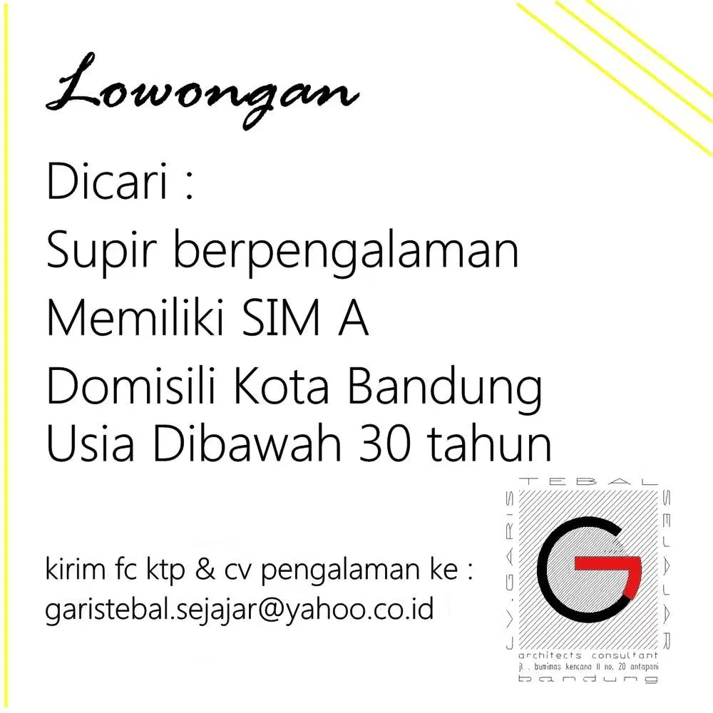 Dicari Supir tempat tinggal bandung antapani