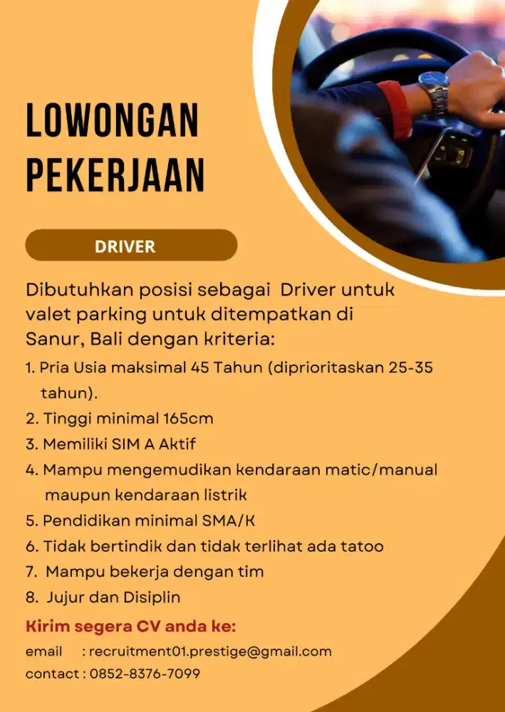 Dibutuhkan Posisi Driver