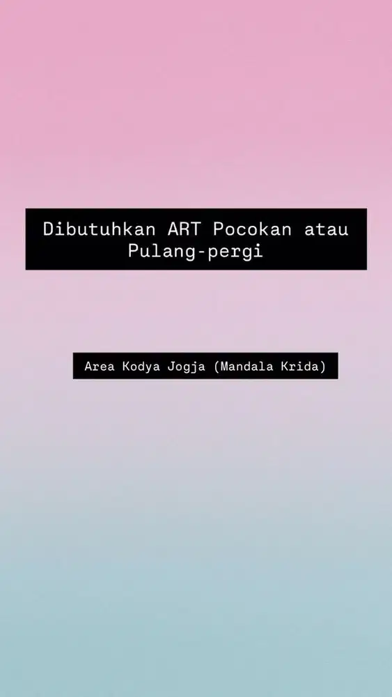 Dicari ART PP/pocokan