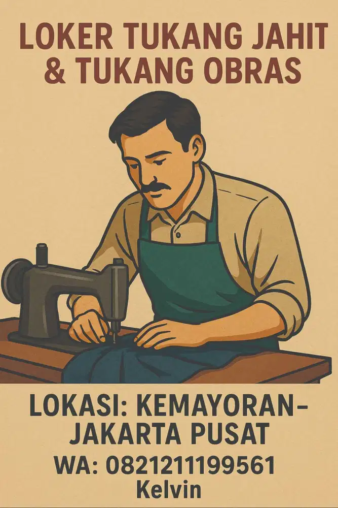 Lowongan Kerja / Loker Tukang Jahit / Tukang Obras Berpengalaman