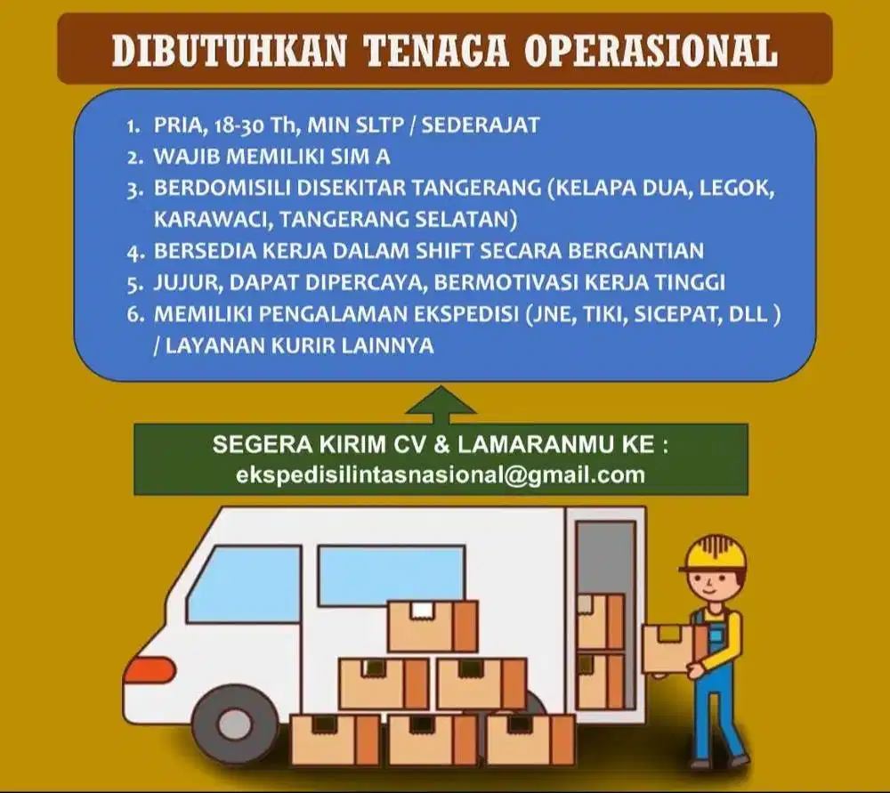 DICARI TENAGA OPERASIONAL