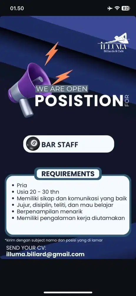 Dibutuhkan staff bar