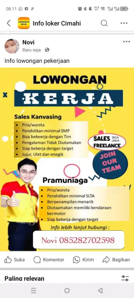 Lowongan pekerjaan dan penjualan perabotan kebutuhan rumah tangga..