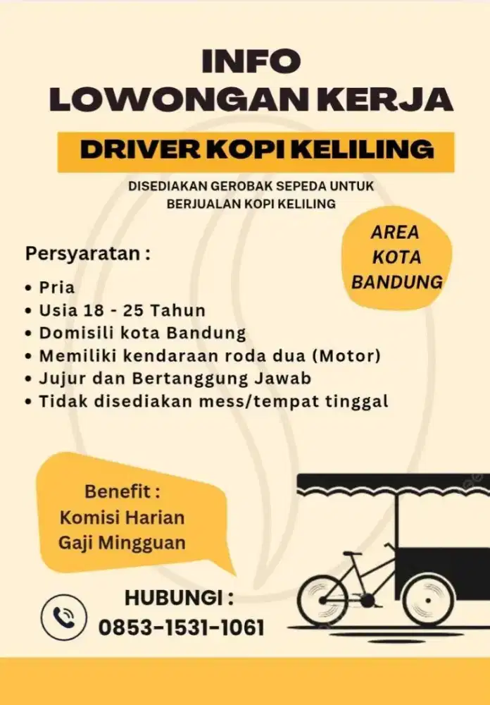LOWONGAN KERJA PENJUAL KOPI KELILING