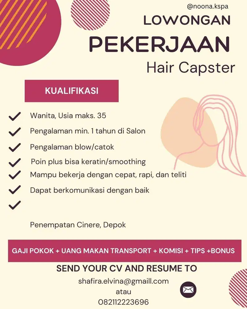 Dibutuhkan Hair Capster (Junior)