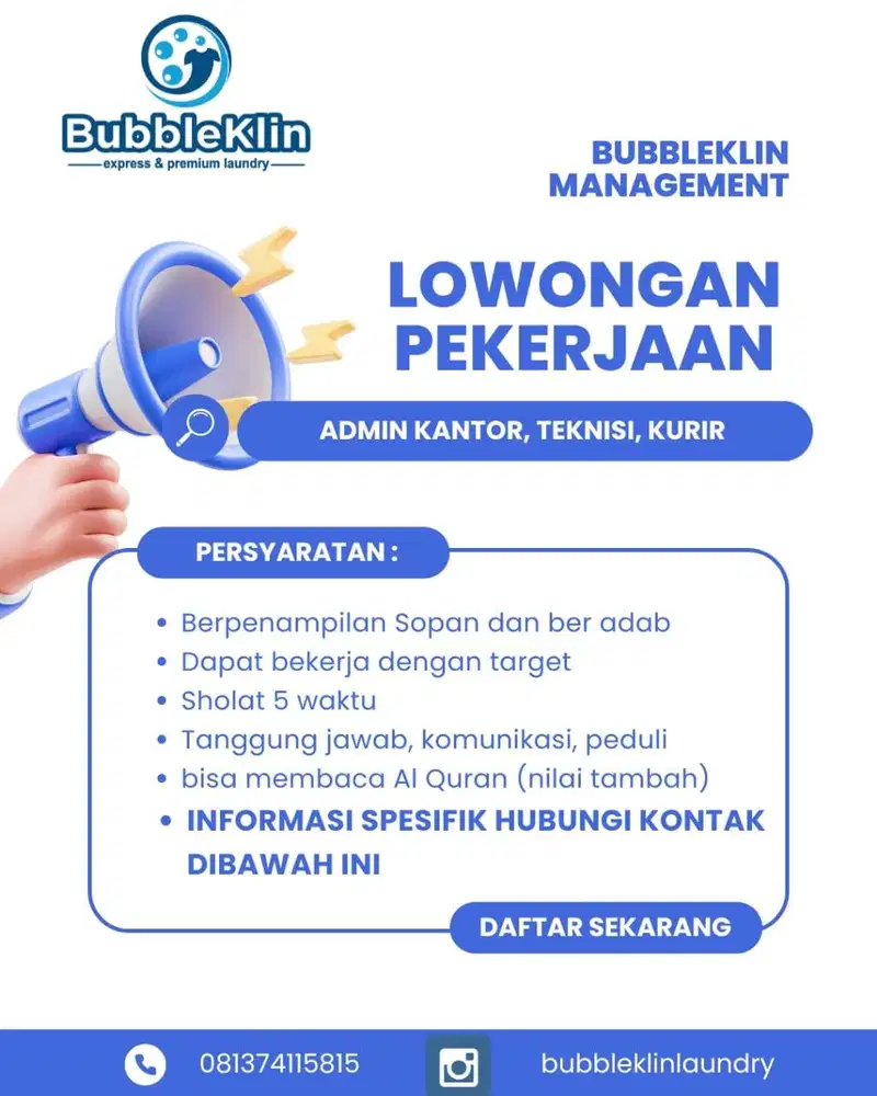 LOWONGAN PEKERJAAN DI LAUNDRY