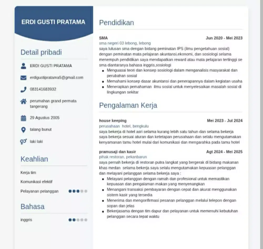 cari lowongan kerja sesuai pengalaman