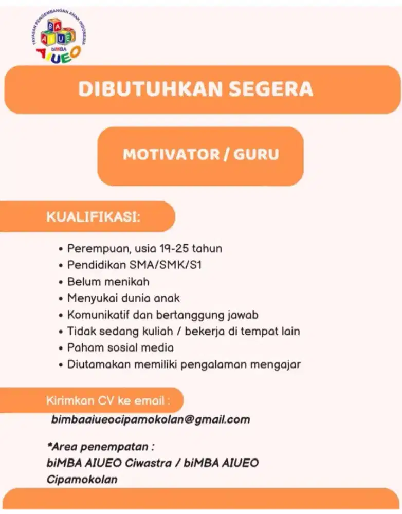 dibutuhkan motivator/guru
