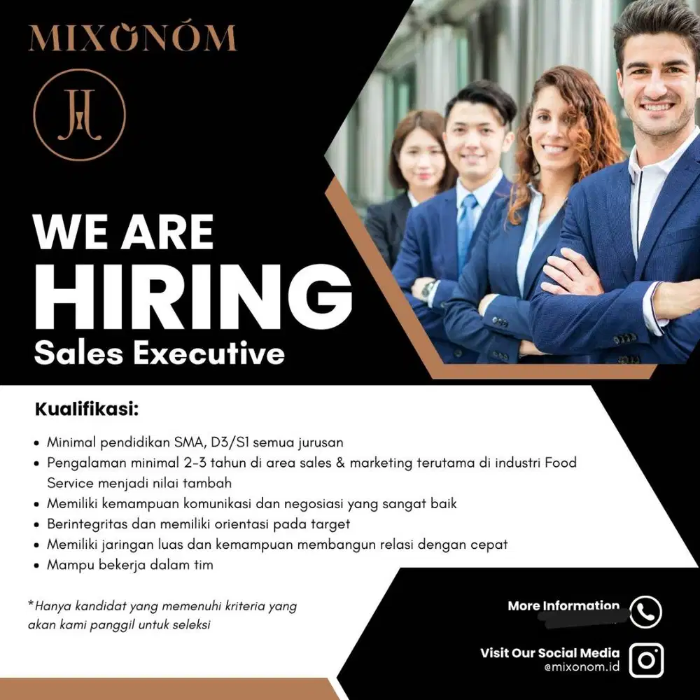 Hiring Sales executive Bogor, Semarang, Bali