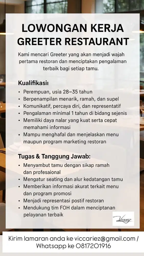 Staff Greeter Resto