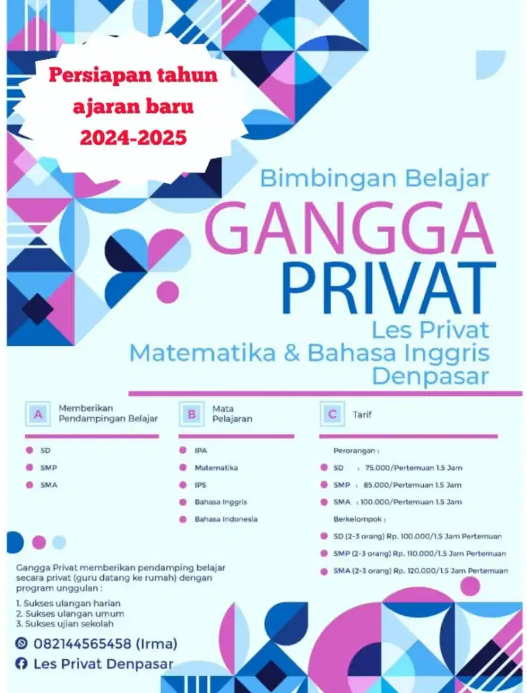 Les Private Matematika dan Bahasa Inggris Denpasar