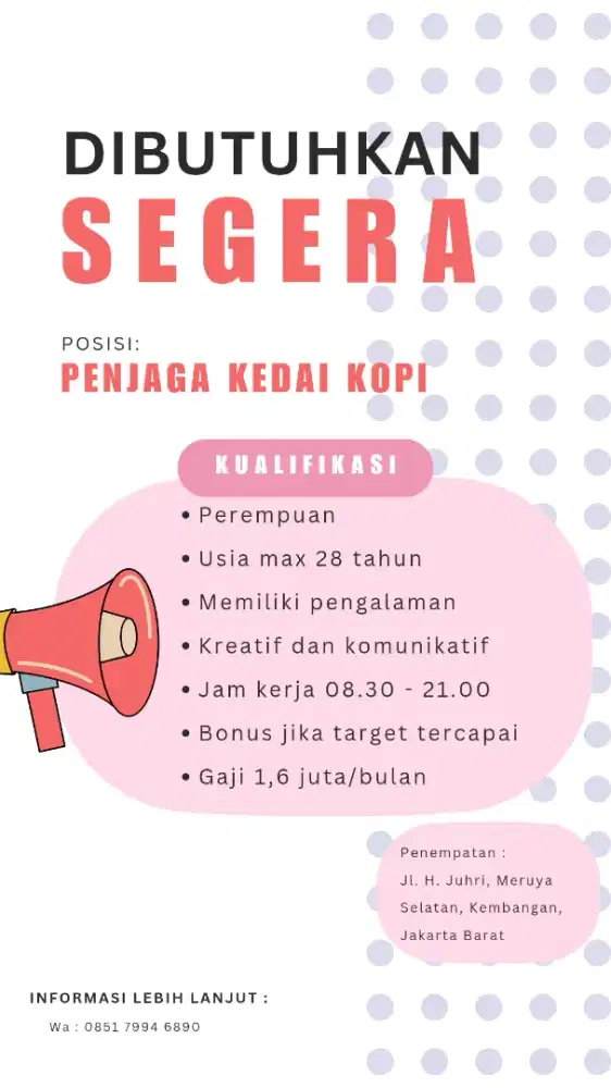 Loker Penjaga Kedai Kopi