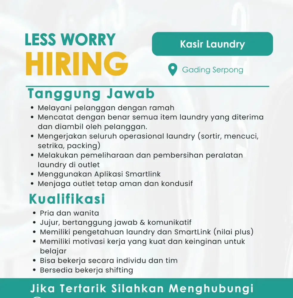 Kasir Laundry / Laundry Operator