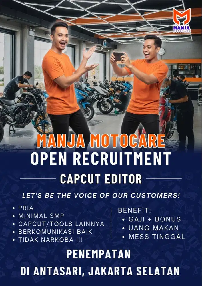 Lowongan Kerja Capcut Editor Salon Motor di Antasari Jakarta Selatan