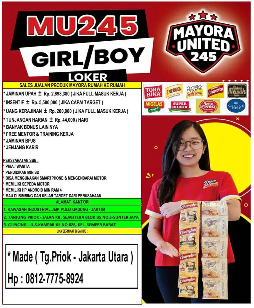 DIBUTUHKAN SPG/SPB PRODUK MAYORA
