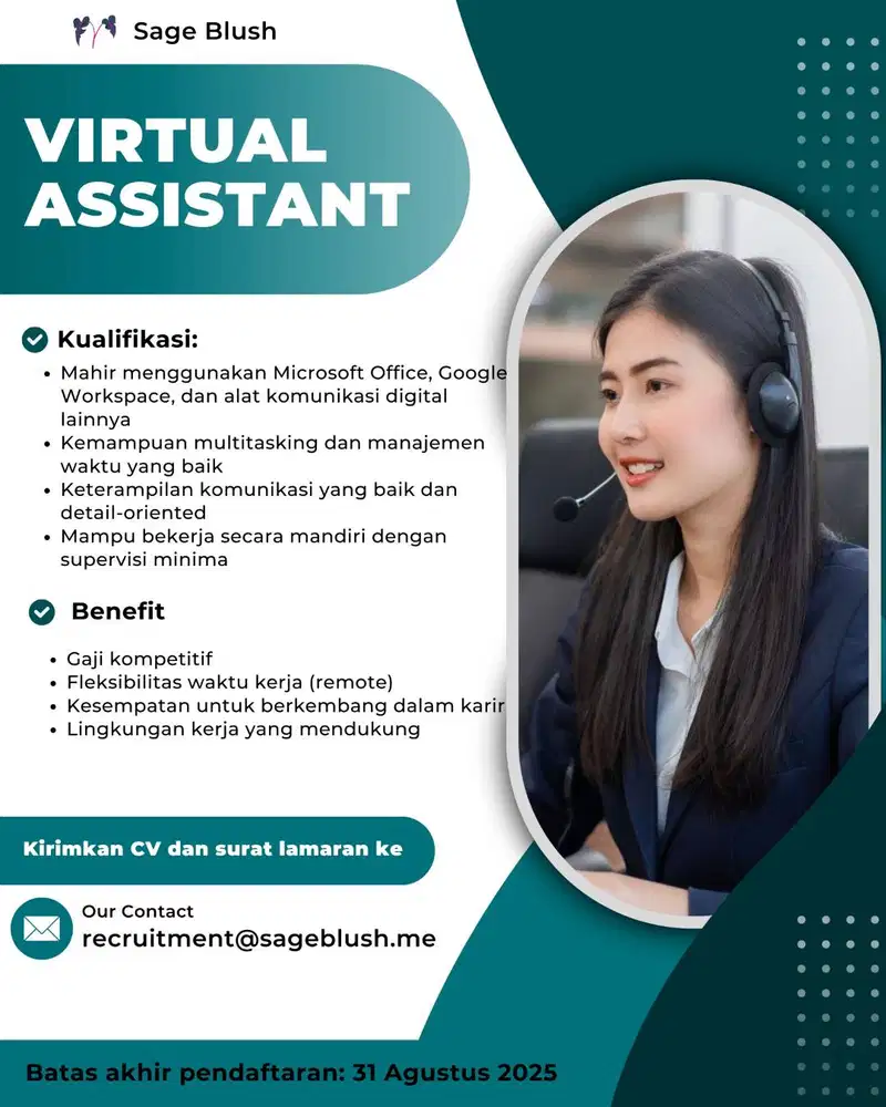 Dibutuhkan Segera Virtual Asisstant