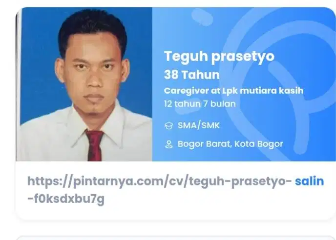 Cari loker caregiver dengan data di atas , pengalaman caregiver.