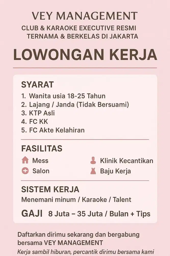 Loker CLUB & KARAOKE EXECUTIVE RESMI TERNAMA DAN BERKELAS DIJAKARTA