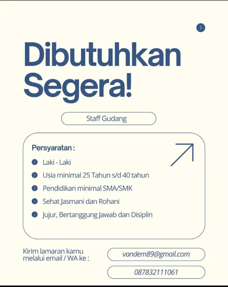 Dibutuhkan Staff Gudang
