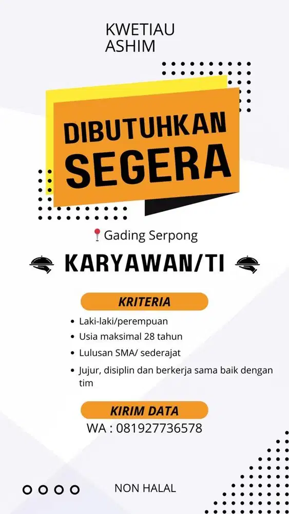 DICARI KARYAWAN/TI