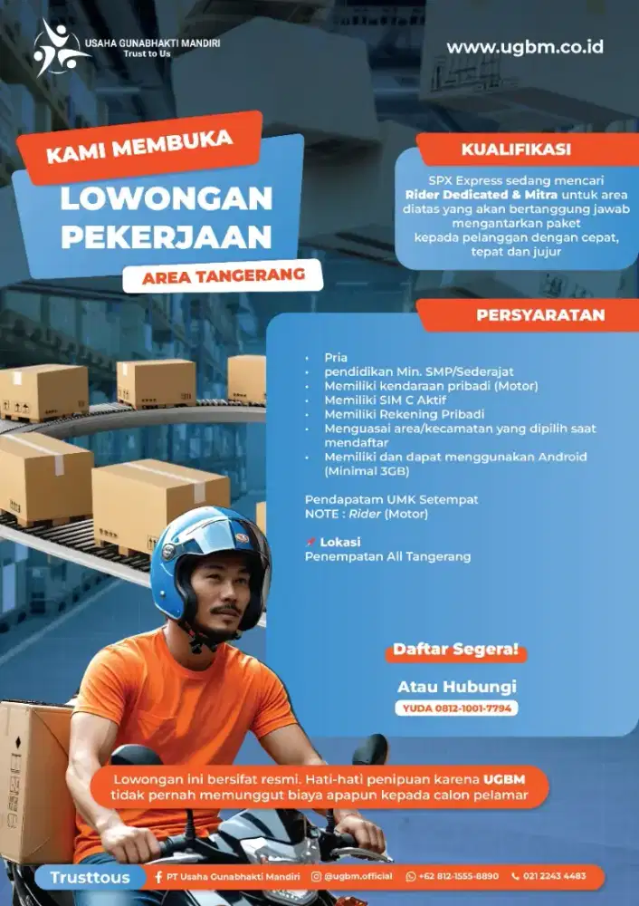 Dibutuhkan segera!!! Driver dan rider delivery