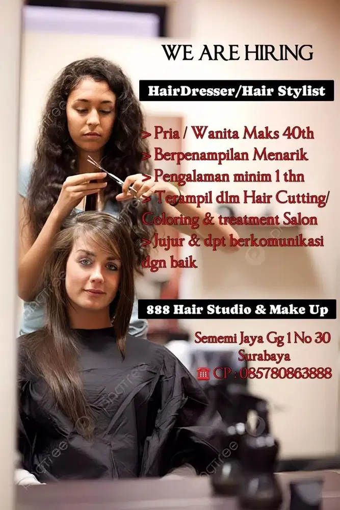 Dicari Hair Dresser Hair Stylist Capster Salon