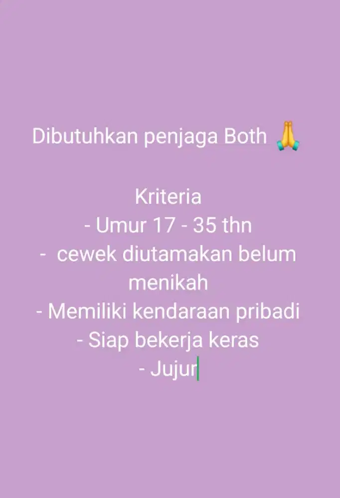 Lowongan Kerja pegawai Jaga Both