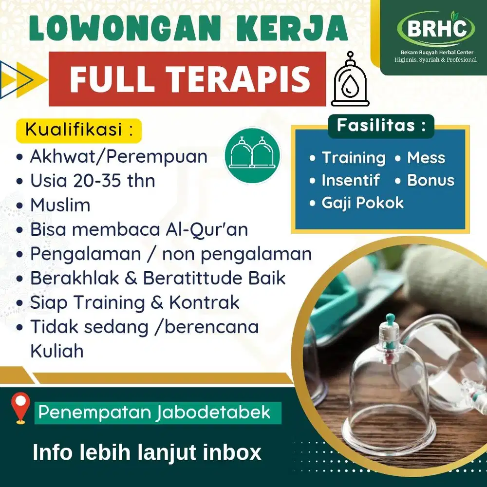 TERSEDIA LOKER TERAPIS BEKAM AKWAT/PEREMPUAN