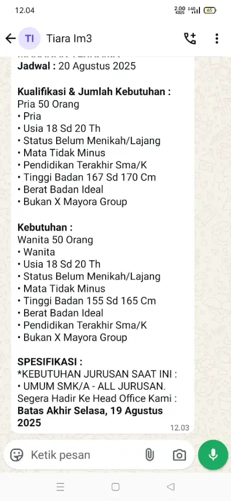 Loker untuk TBK mayora