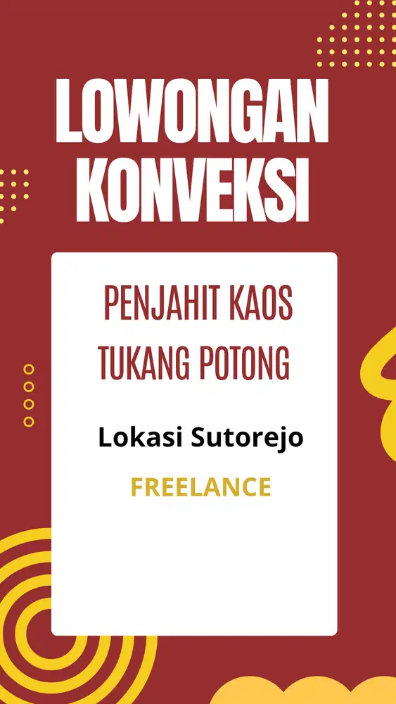 Lowongan Konveksi (Penjahit & Tukang Potong)