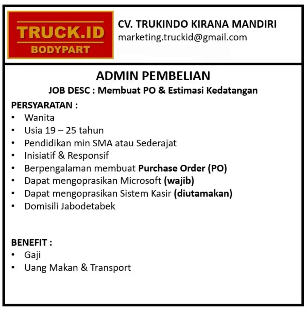 Admin Purchasing / Pembelian
